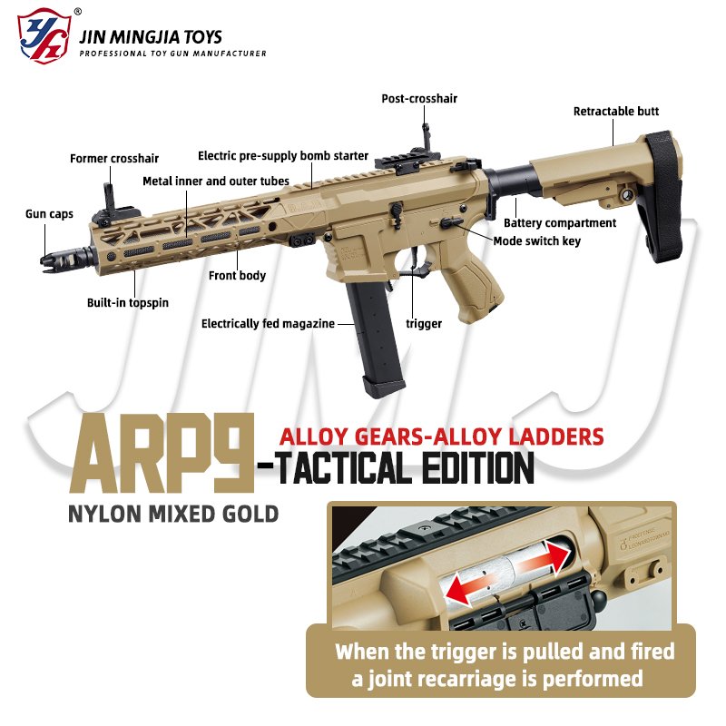 ARP9 Electric TOY GUN Soft Bullets AUTO Shooting Blaster Splatter Launcher Fighting Game SAFE Playing Toy Outdoor