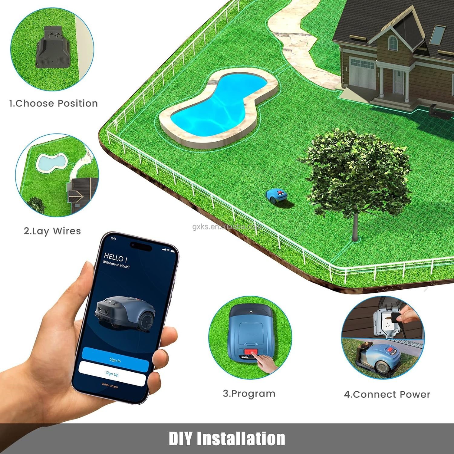 High Quality Smart Electric Cordless Lawn Mower Convenient Remote Control Application Efficient for Lawn Cutting