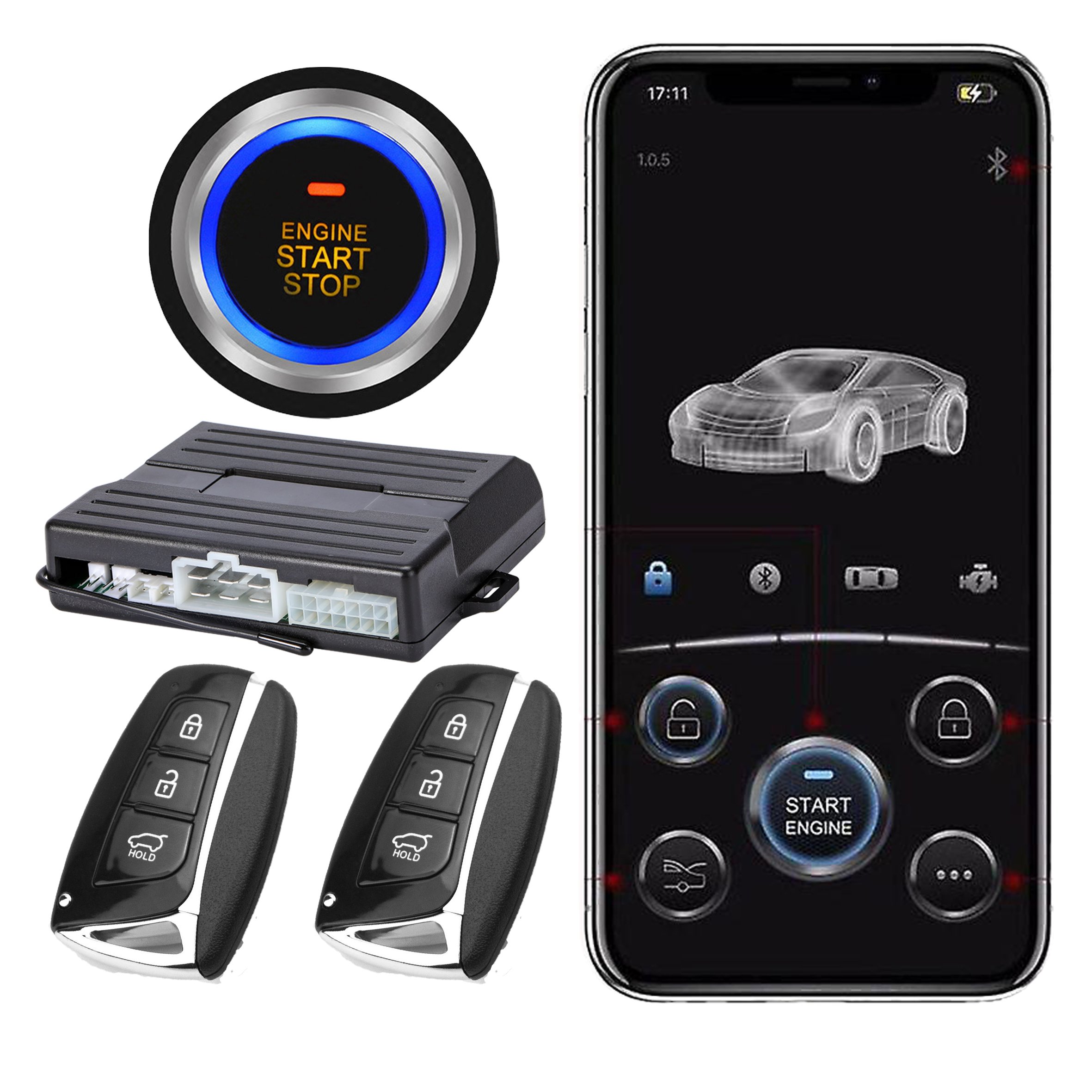 Advanced Cell Phone APP Control Car Engine Start/stop System Remote Starter Pke Push Button Bloqueo De Motor Antirrobo Auto