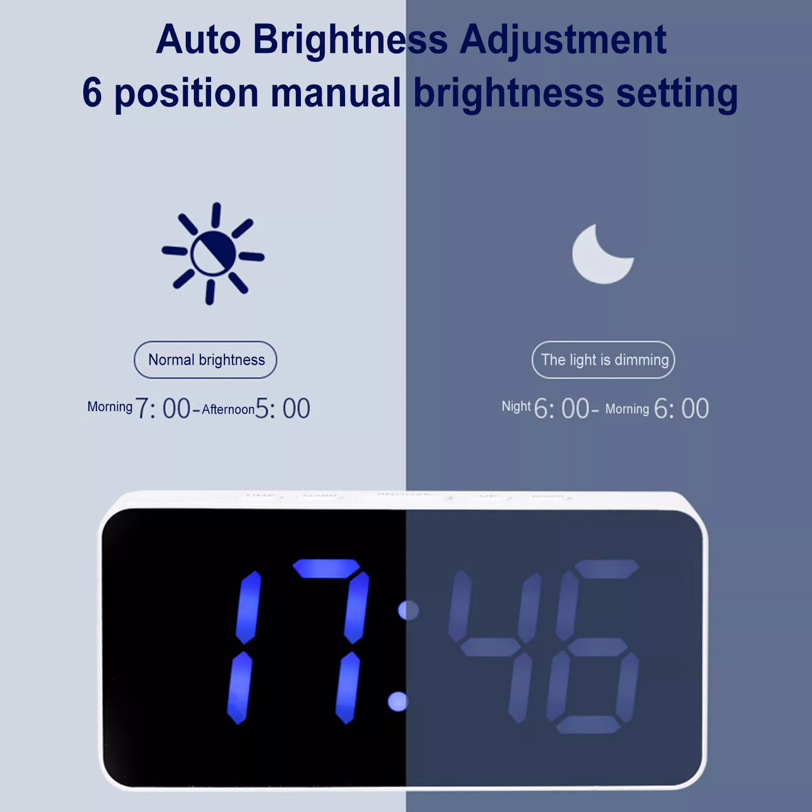 Modern Large Digital RGB Color Alarm Clock USB LED Clock Snooze Desktop Silent Electronic Clock for Hall Living Room Teens