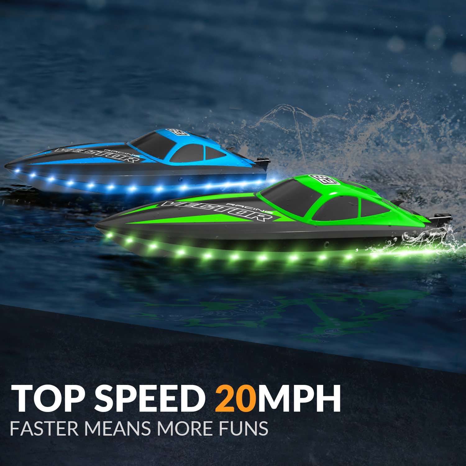 Volantex 2.4ghz Remote Control Boat Waterproof RC High Speed Fast Racing Pool Boats Electronic Toy for Kids Gift - Green