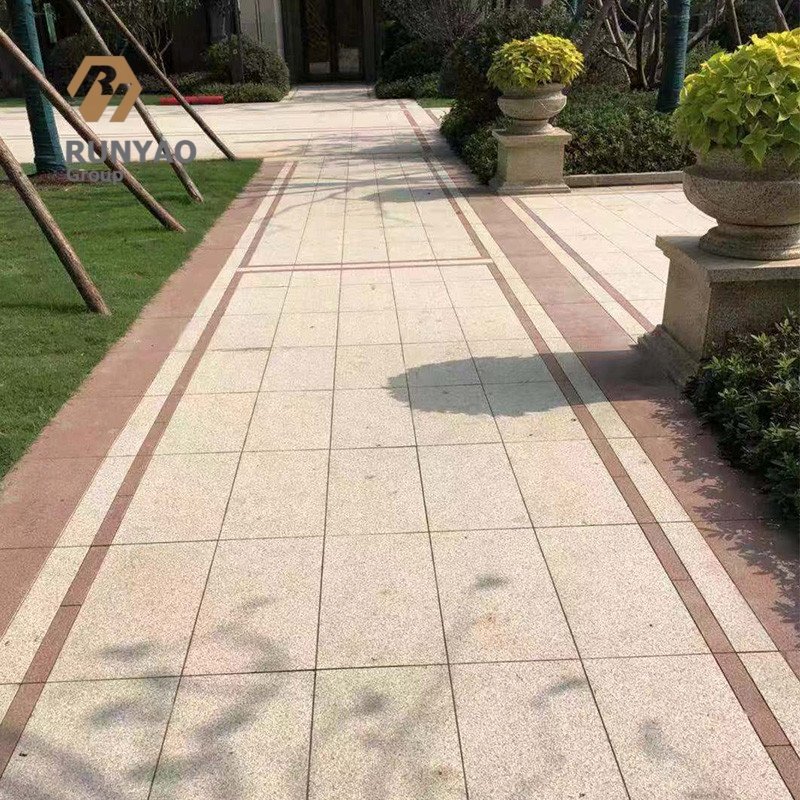 New Outdoor Paving Stone Yellow Bush-Hammered Granite Surface Tile for Exterior Paving Wall Cladding