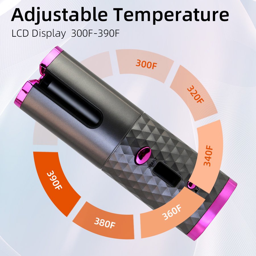Wholesale Ceramic Coating Portable Hair Curler Rechargeable Curling Wand Travel Lightweight Automatic Rotating Curling Iron