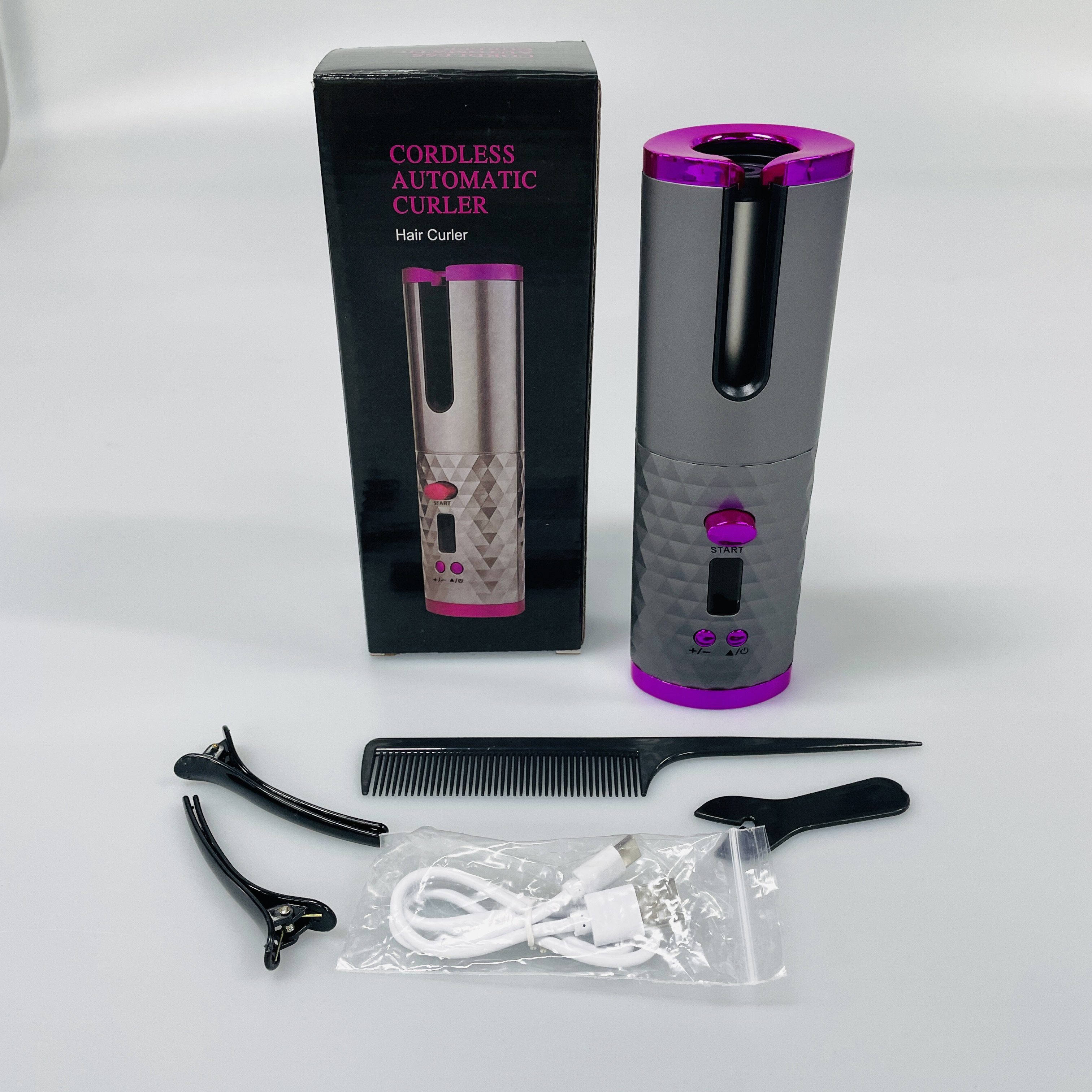 Wholesale Ceramic Coating Portable Hair Curler Rechargeable Curling Wand Travel Lightweight Automatic Rotating Curling Iron