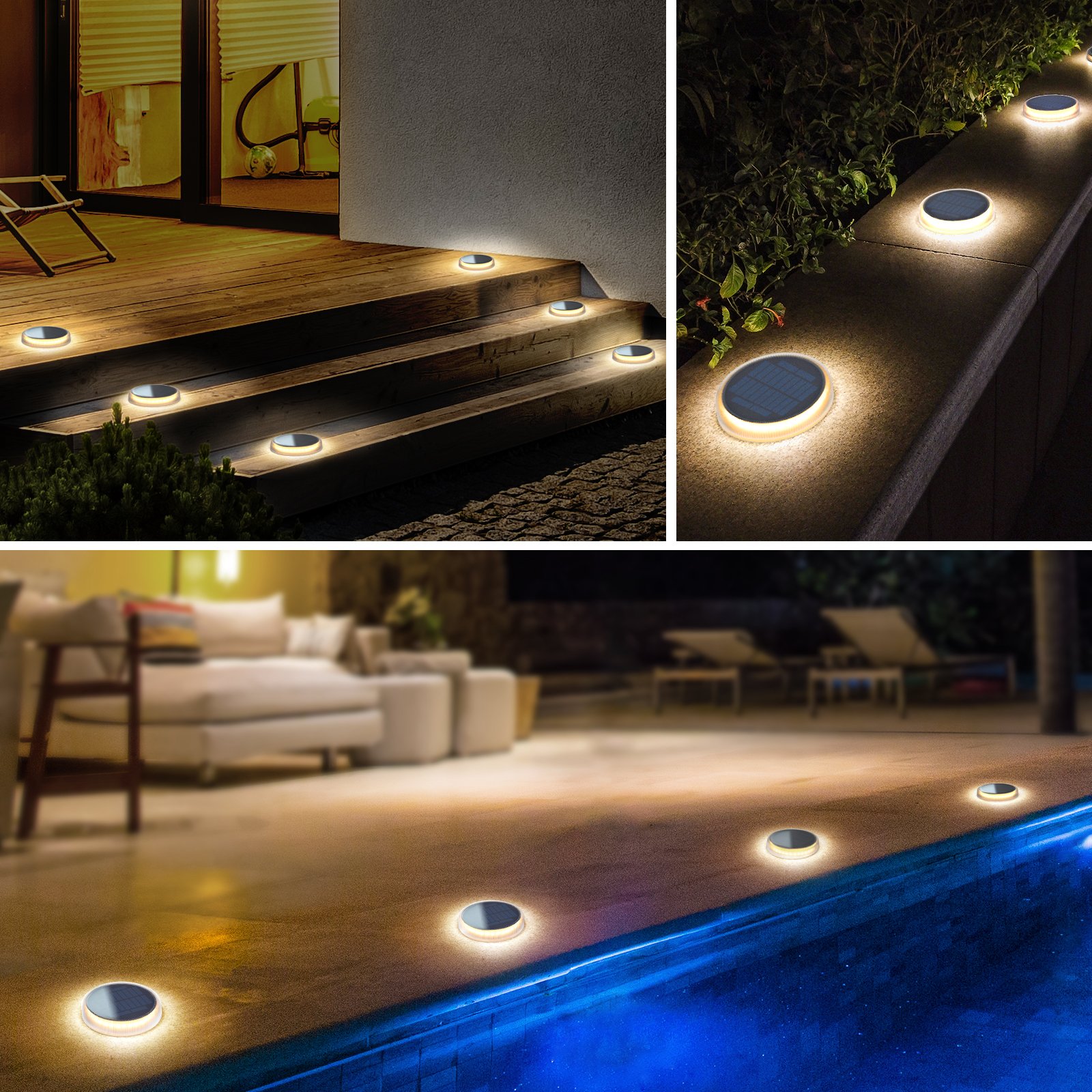 Dropshipping Waterproof IP68 Solar Powered Driveway Path Street Lamp Deck Dock Floor Light ABS Solar LED Garden Step Light