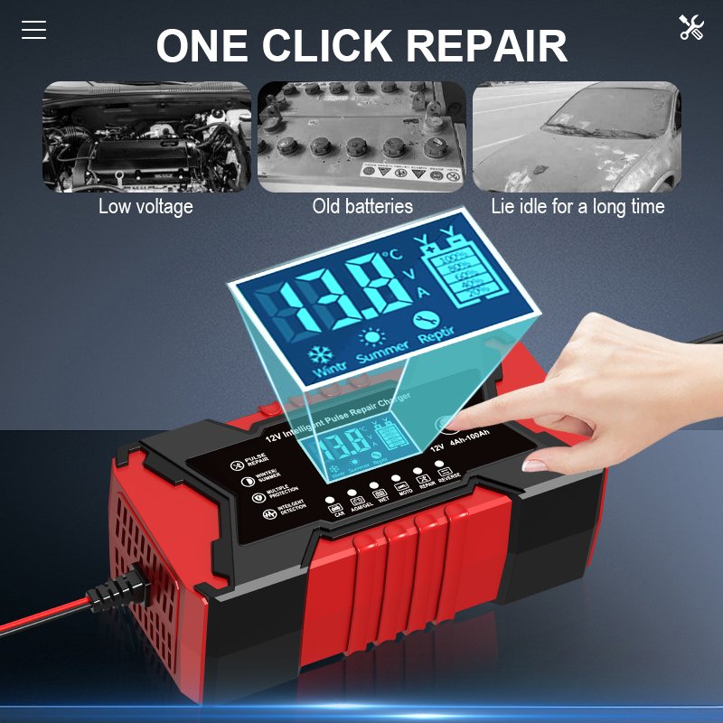 Factory Direct Sale Auto Plus Adjust Lcd Car Battery Repairer12v Car 6a Battery Repair Charger 12Vcar Battery Charger
