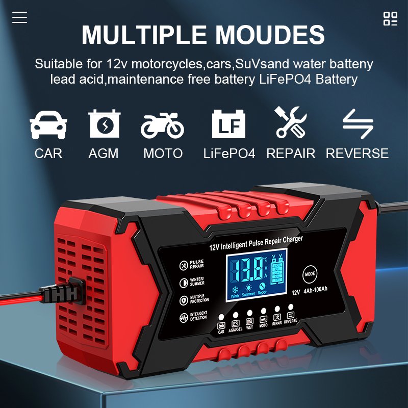 Factory Direct Sale Auto Plus Adjust Lcd Car Battery Repairer12v Car 6a Battery Repair Charger 12Vcar Battery Charger