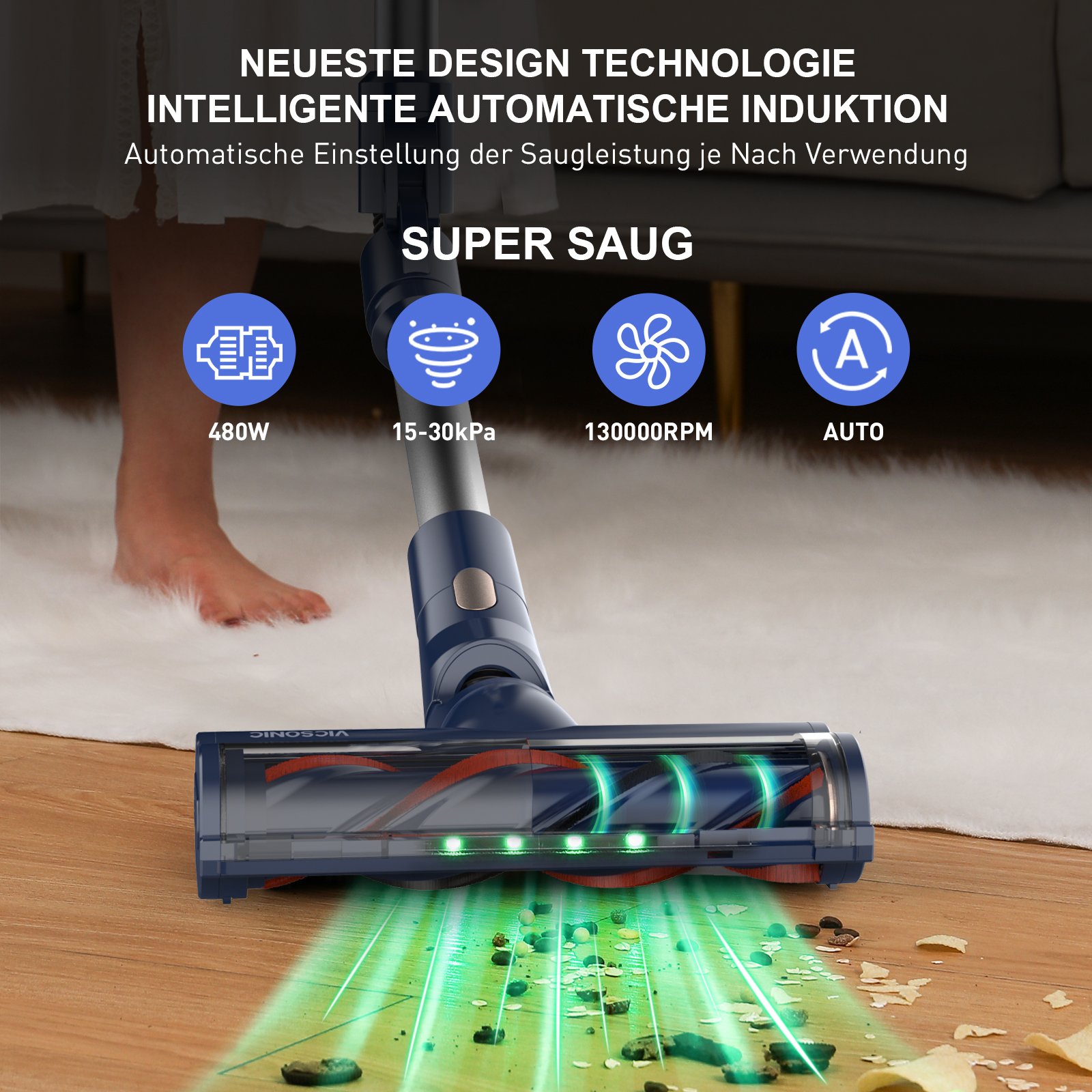 VICSONIC S7 2024 Cyclone Dust Collector V10 Cordless Smart Vacuum Cleaners Electric/Battery Home Appliance for Household Use