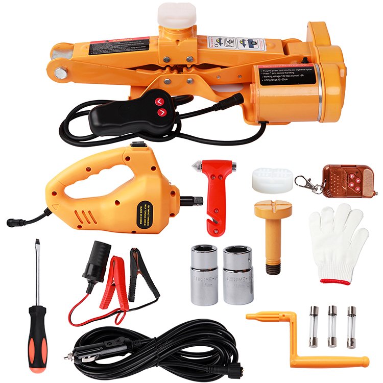 3T 42CM DC12V Portable Electric Scissor Car Jack Impact Wrench Car Lift Jack