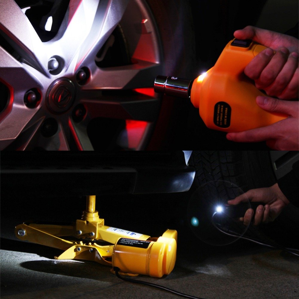 3T 42CM DC12V Portable Electric Scissor Car Jack Impact Wrench Car Lift Jack