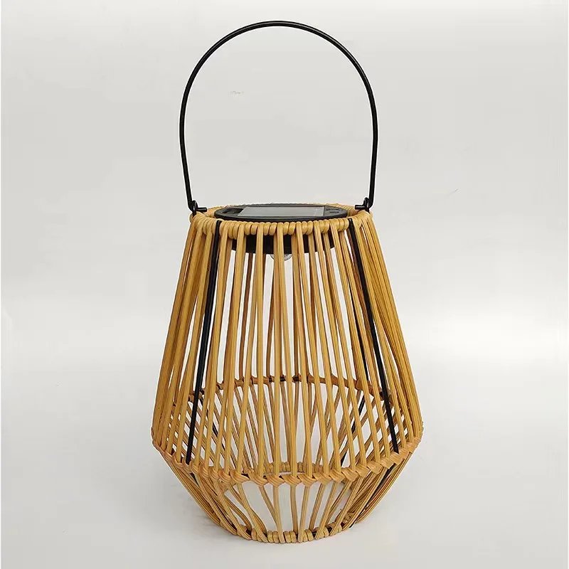 Outdoor Solar Rattan Lantern Courtyard Balcony Garden Decoration Candle Lights Creative Atmosphere Chandelier Garden Solar Lamp