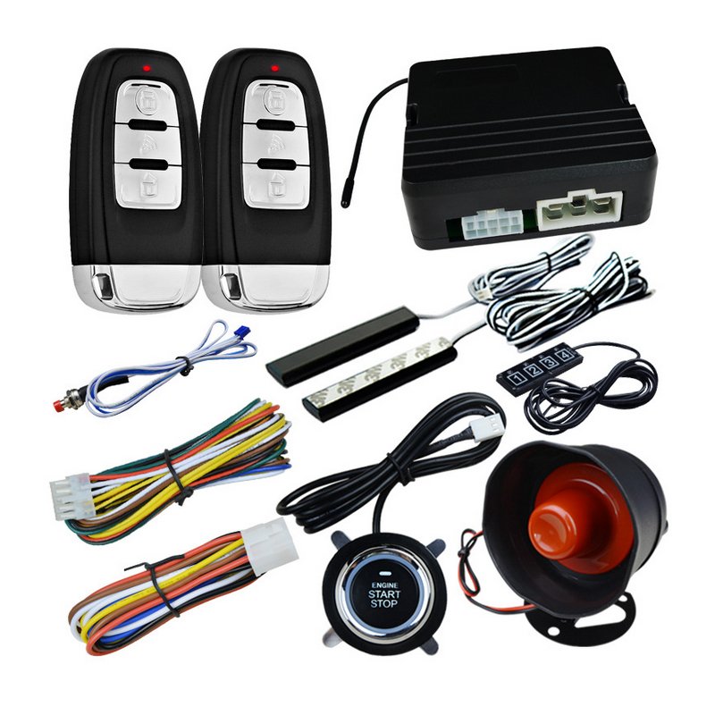 LE-CJ Car Alarm Remote Control PKE Car Keyless Entry Engine Start Alarm System Push Button Remote Starter Stop Auto With Horn