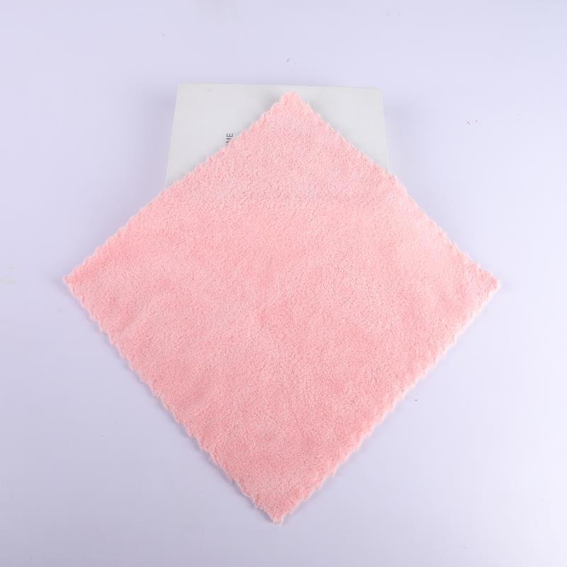 China Factory Wholesale Cheap Coral Velvet square With Lace 30*30 cm Care Cleaning Polish Quick Drying Microfiber Kitchen Towel