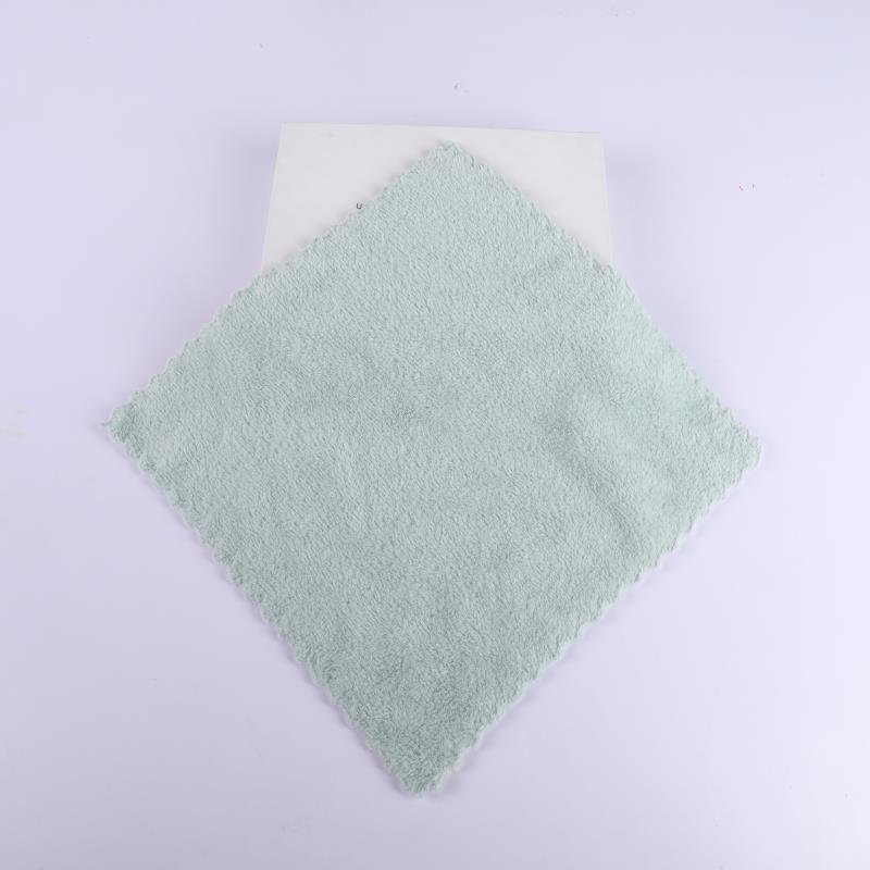 China Factory Wholesale Cheap Coral Velvet square With Lace 30*30 cm Care Cleaning Polish Quick Drying Microfiber Kitchen Towel