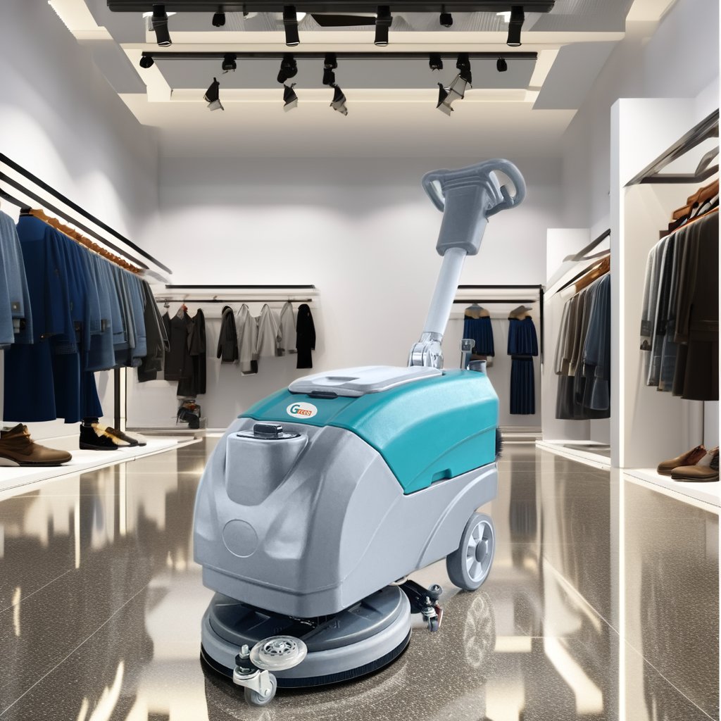 GS400 Commercial 24V Walk-Behind Floor Scrubber Small Battery Electric Hotel Construction Cleaning New Used Motor Brush Core