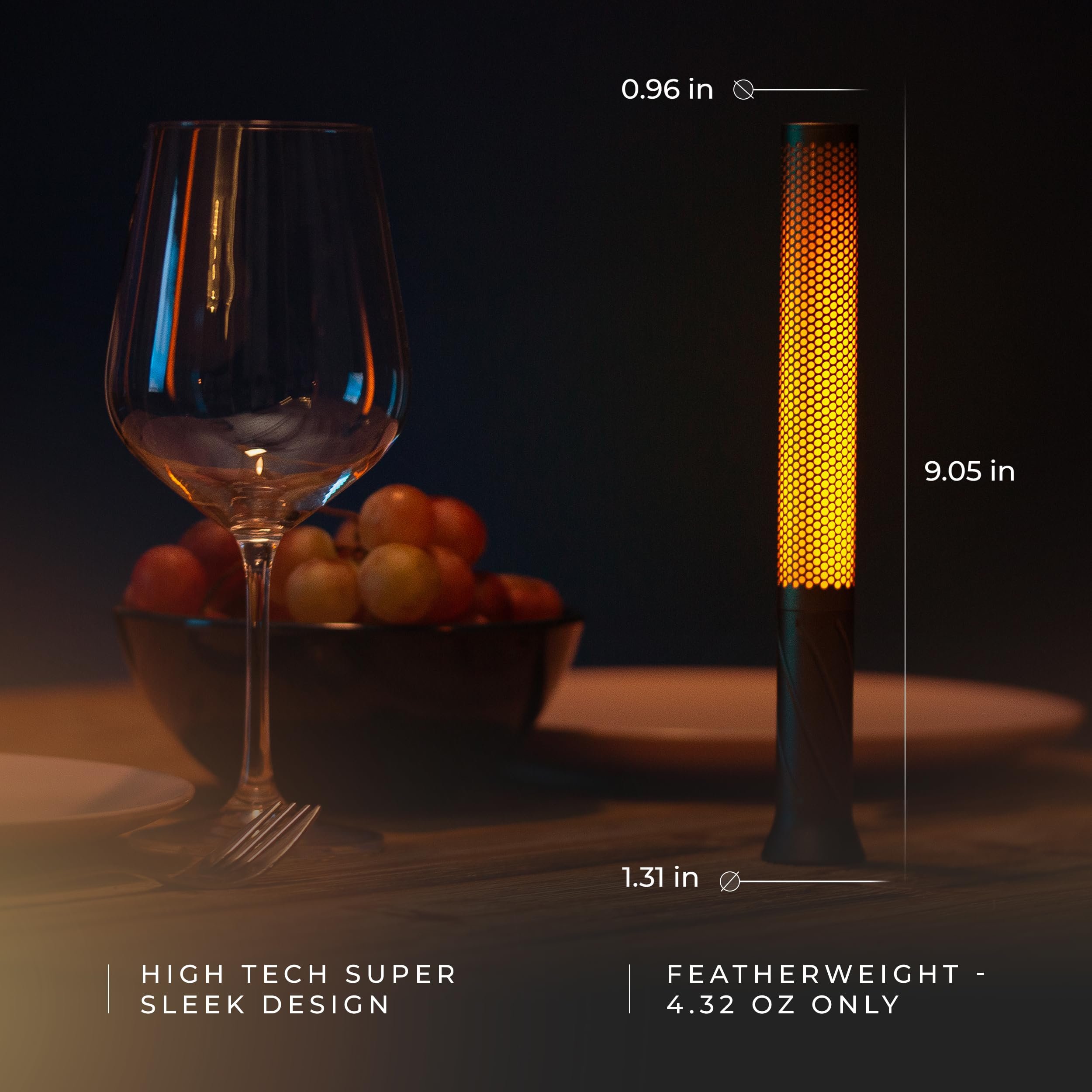 LED Candle Light, Cordless Table Lamp, Bedside Flame Lamp W/ 2 Modes, Rechargeable Candlestick Modern Table Lamp