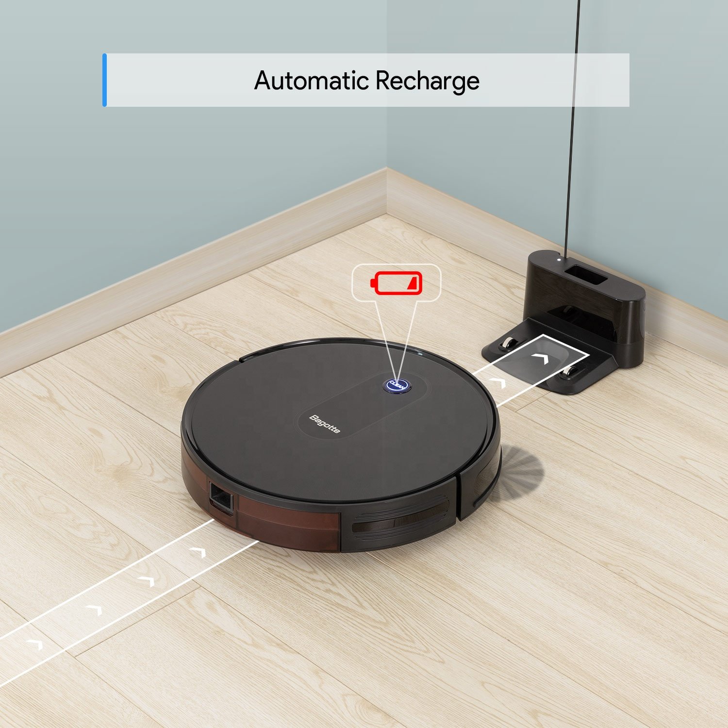 Bagotte BG600 Portable Flexible Noise Reduction System Private Label Wireless Robot Cleaner Auto Vacuum