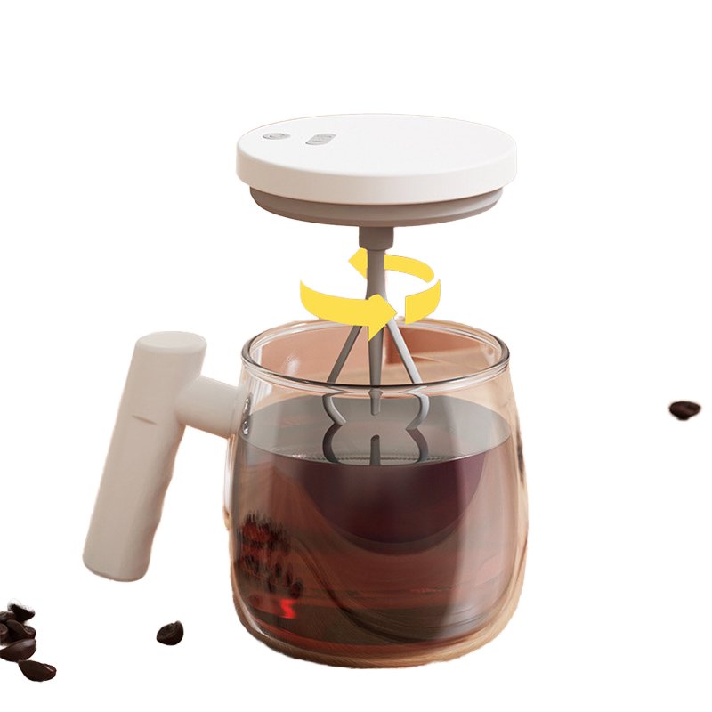 Magnetic Stirring Coffee Mug Magnetic Stirring Coffee Mug Glass Mixing Coffee Tumbler Battery Milk Shake Cup With Wood Handle