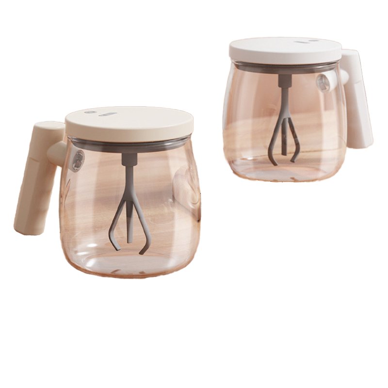 Magnetic Stirring Coffee Mug Magnetic Stirring Coffee Mug Glass Mixing Coffee Tumbler Battery Milk Shake Cup With Wood Handle