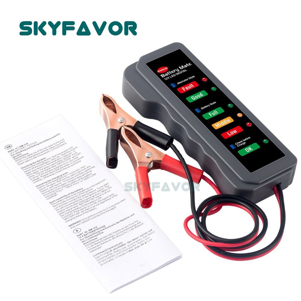 High Quality 12V Digital Battery Alternator Tester 6 LED Lights Display Essential Car Vehicle Diagnostic Tool car battery tester