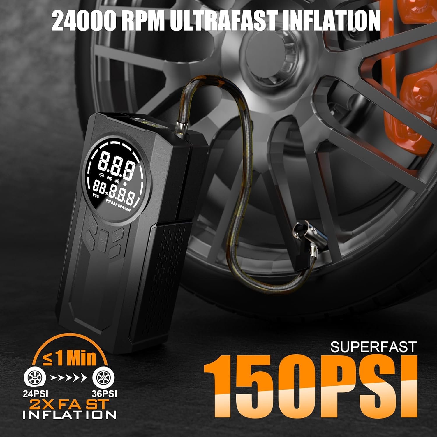 Tyre Inflator Battery Jump Starter Jump Starter with Inflator for Car Accessories 12V DC Auto 8000mah Battery With LED Light