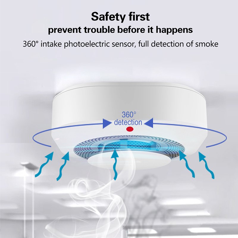 Tuya Smart Smoke Sensor Smart Home App Fire Alarm 80dB Triggers Safety House Remote Control SMS Notification Smoke Detectors
