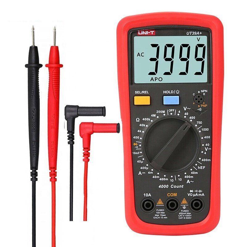 UT39A+ Manual Digital Multimeter Auto Range Tester 1000V 10A AC DC Temp /Frequency/HFE/NCV
