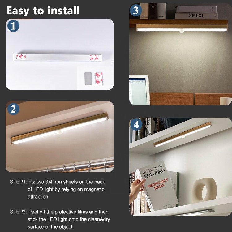Smart Usb Battery Rechargeable Cabinet Lights Body Motion Sensing Kitchen Led Motion Sensor Cabinet Lights
