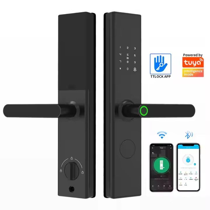 HiFocus Semi-Auto Fingerprint Code IC Card Smart Door Locks with Build-in Doorbell for Apartment Hotel and Family
