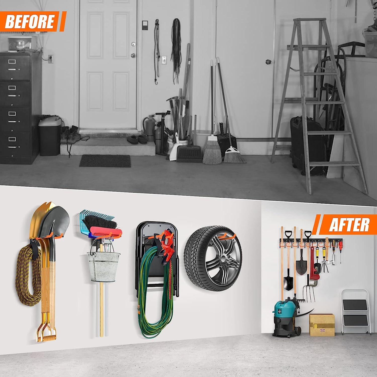 Alternative Wheel Hangers Set Space Saving Unit Car Commercial Tire Rack Sold for Garage, Surfboard, Ladder, Kayak