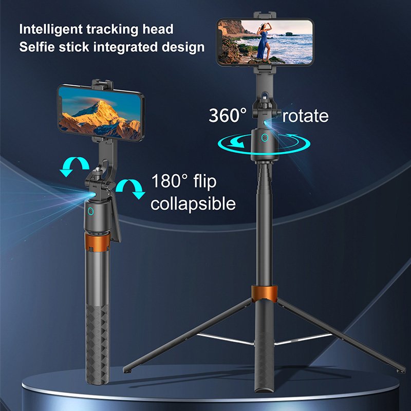 High-Quality 180CM Tripod with 360° Face Tracking Phone Holder Extended Height Rotation Fill Light Handle Selfie Stick