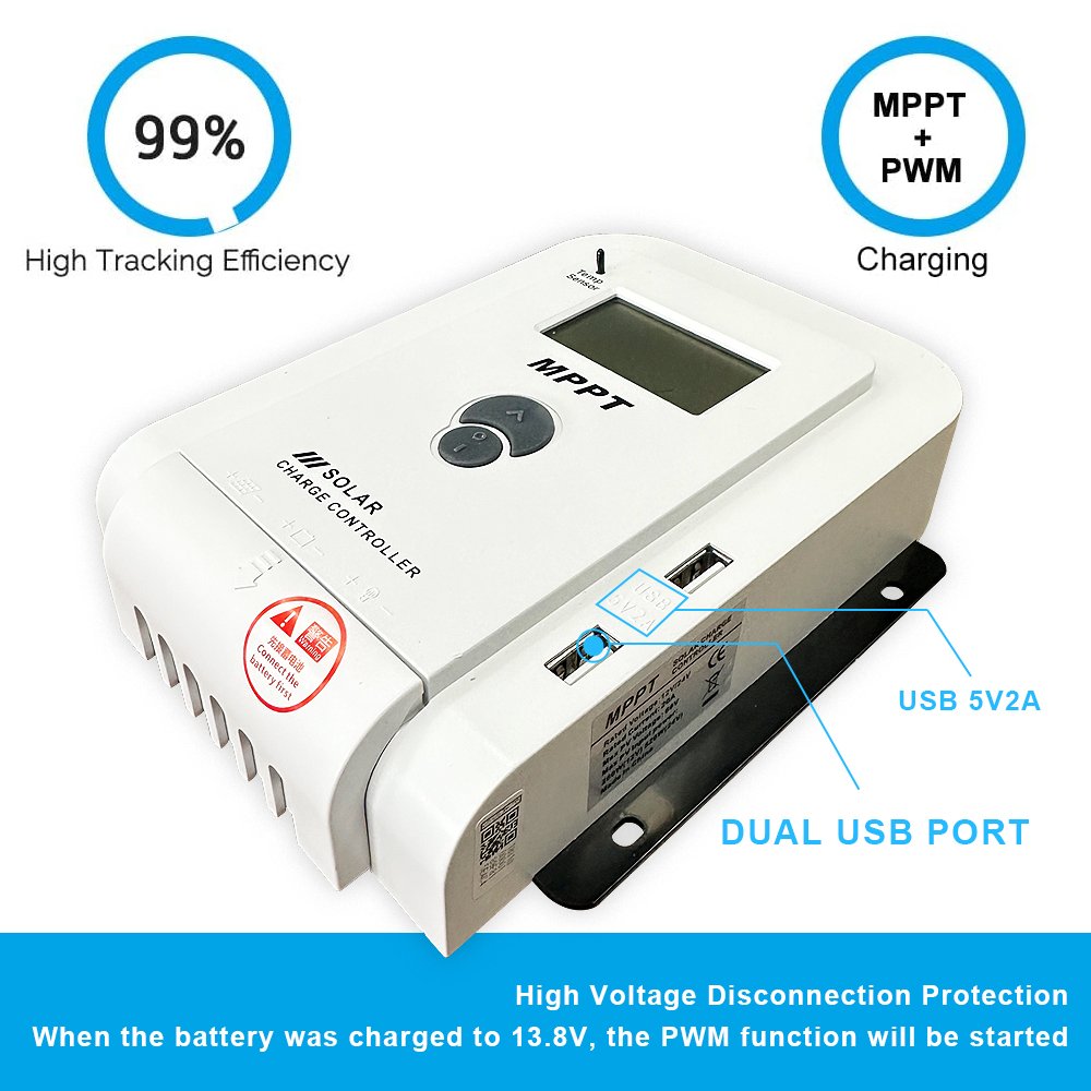 Lcd Display 10A 20A 30A 40A 50A 60A Ac Dc Mppt Solar Control 12V 24V Auto Regulator Solar Panel Battery Charge Controller