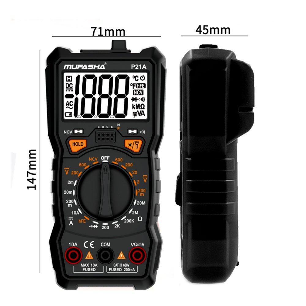 MUFASHA Portable Digital Multimeter with NCV Detection Professional Tester Meter AC/DC 2000 Counts Smart Voltage Voltmeter