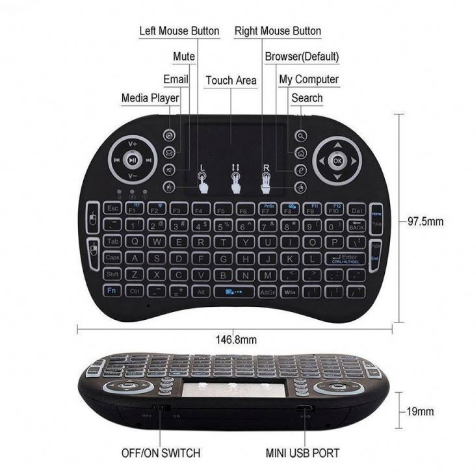 Backlit Mini I8 Rii 2.4G Wireless I8 Mini Keyboard Air Mouse Touchpad I8