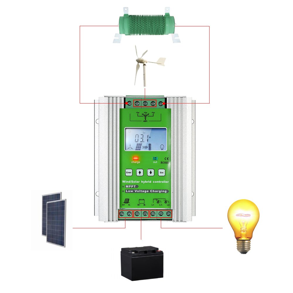 Wind Solar Hybrid Charge Controller Auto 12v 24v Battery 1000w Wind Turbine Controller With WIFI