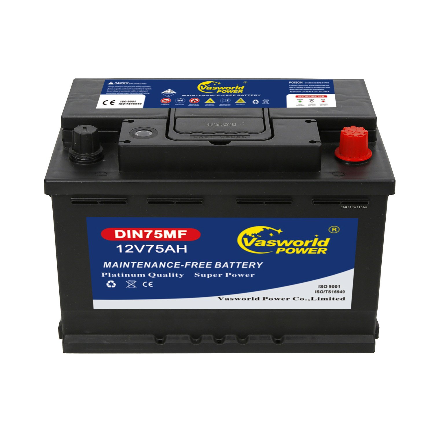 Hot Sell Brands Auto Battery 12v75Ah High Quality Maintenance Free Battery DIN 75 with Black Car Battery