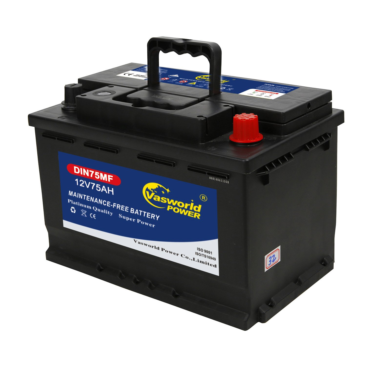 Hot Sell Brands Auto Battery 12v75Ah High Quality Maintenance Free Battery DIN 75 with Black Car Battery