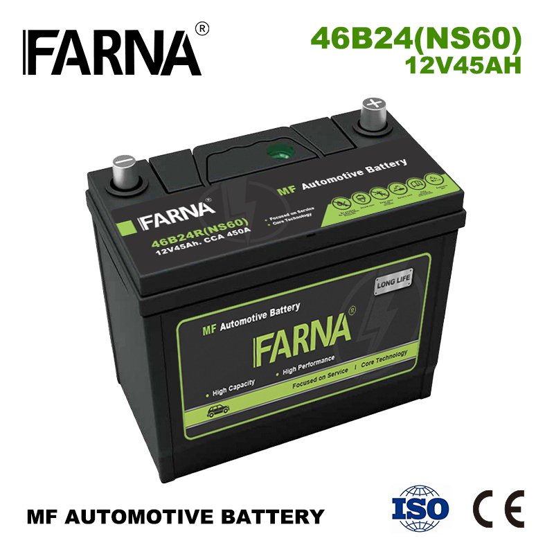 JIS Standard 12V 45Ah NS60 46B24 Car Battery Maintenance Free Auto Acid Lead Battery for Car Starting