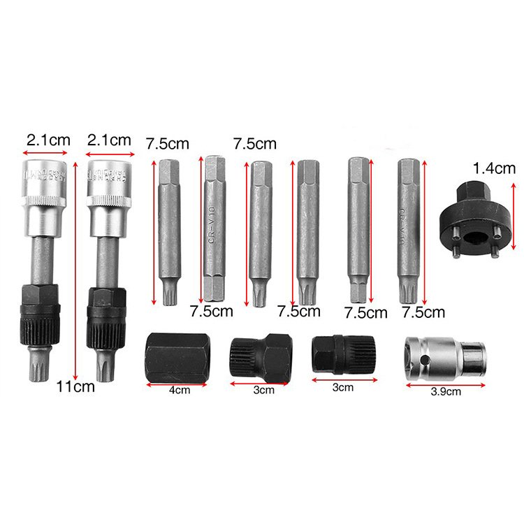 13Pcs/set Tool Kit Generator Repair Tool Freewheel Alternator Clutch Pulley Removal Tool