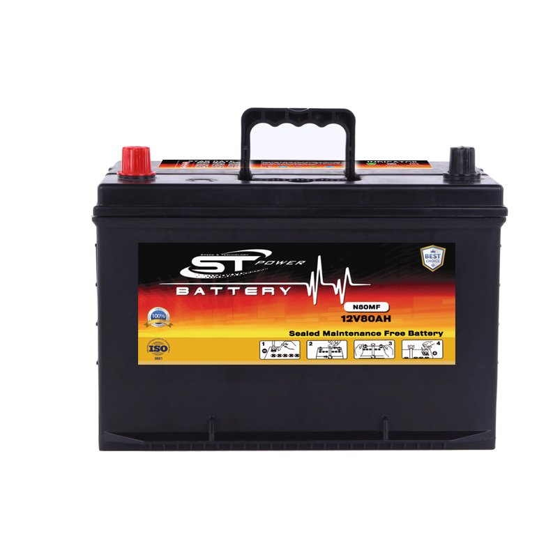 S&T Power Car Battery N80 12V80AH 95D31L Maintenance Free High Quality Auto Battery