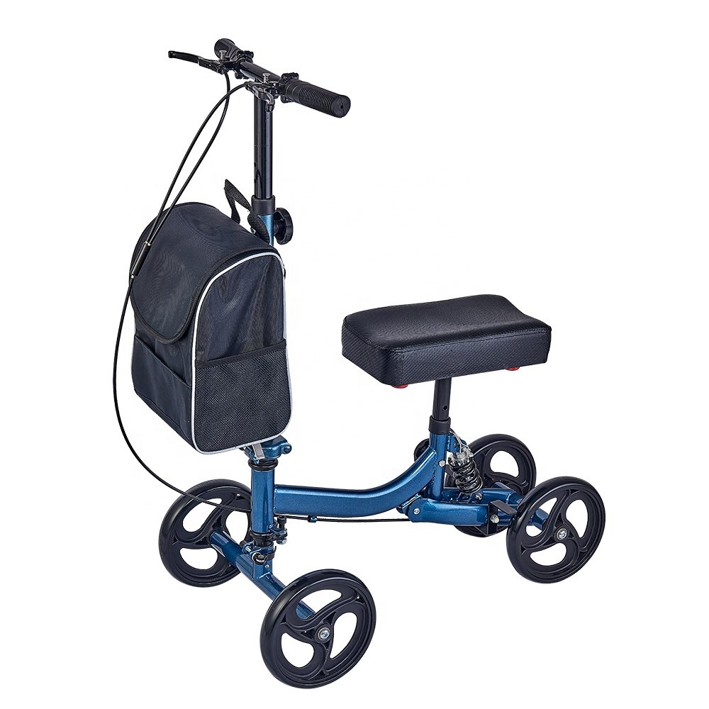 Knee Walker Manufacture Foldable Steerable Medical Knee Scooter, Crutch Alternative with Drum Braking System for Foot Injuries