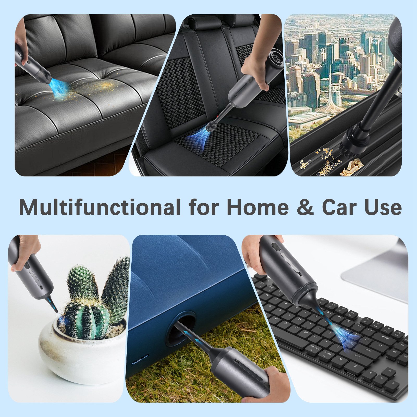 Cordless 16000Pa Portable Rechargeable Handheld Wireless Vacuum Cleaner for Vehicle Pet Hair Keyboard Desk Sofa Cleaning