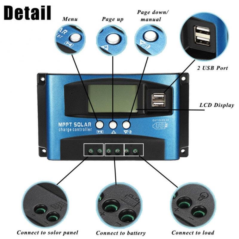 MPPT Auto Focus Smart 30A Solar Controller Large-screen LCD Solar Panels Battery Charge Controller Industrial-grade Adjustable