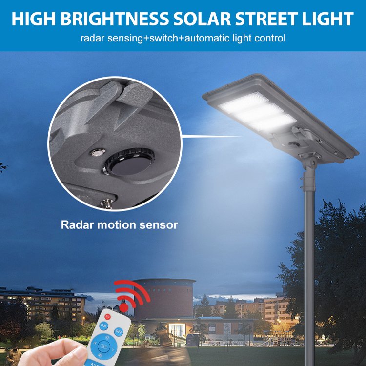 2025 Fast Charging Radar Sensing Aluminum 6V 200W 300W 400W 500W Power 40Ah 60Ah 80Ah Battery All in One Led Solar Street Light