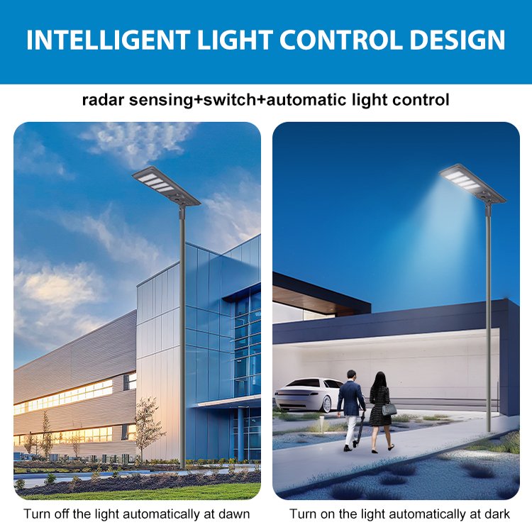 2025 Fast Charging Radar Sensing Aluminum 6V 200W 300W 400W 500W Power 40Ah 60Ah 80Ah Battery All in One Led Solar Street Light