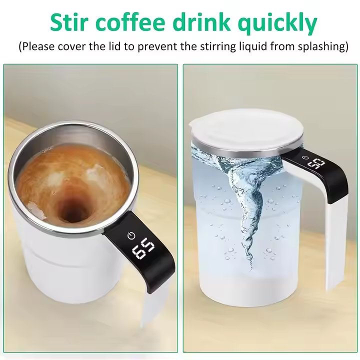 Promotion Gift Self Stirring Coffee Mug Stainless Steel Rechargeable Automatic Magnetic Coffee Cup with LED Display Temperature