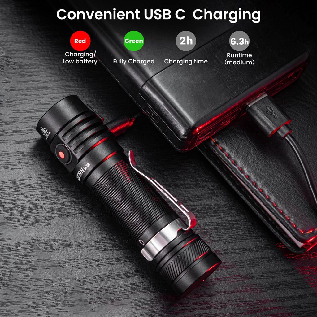 Sofirn 2500 Lumen 1500M SST40 LED Strong Light Long Range Aluminum Alloy Rechargeable Tactical Flashlight
