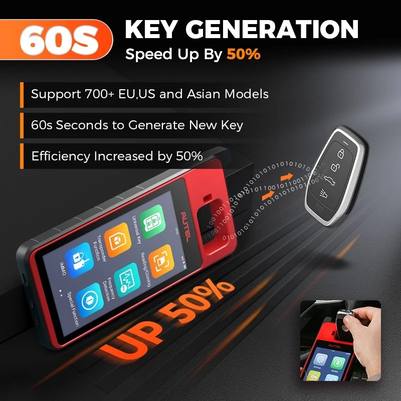 MaxiIM KM100 Immobilizer Tool Key Fob Programmer for Cars Chip Read Write Clone Battery Power Electronic Applicable Models