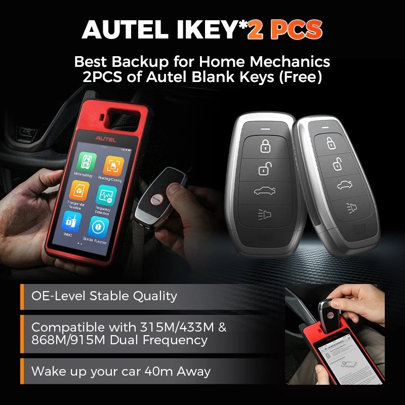 MaxiIM KM100 Immobilizer Tool Key Fob Programmer for Cars Chip Read Write Clone Battery Power Electronic Applicable Models