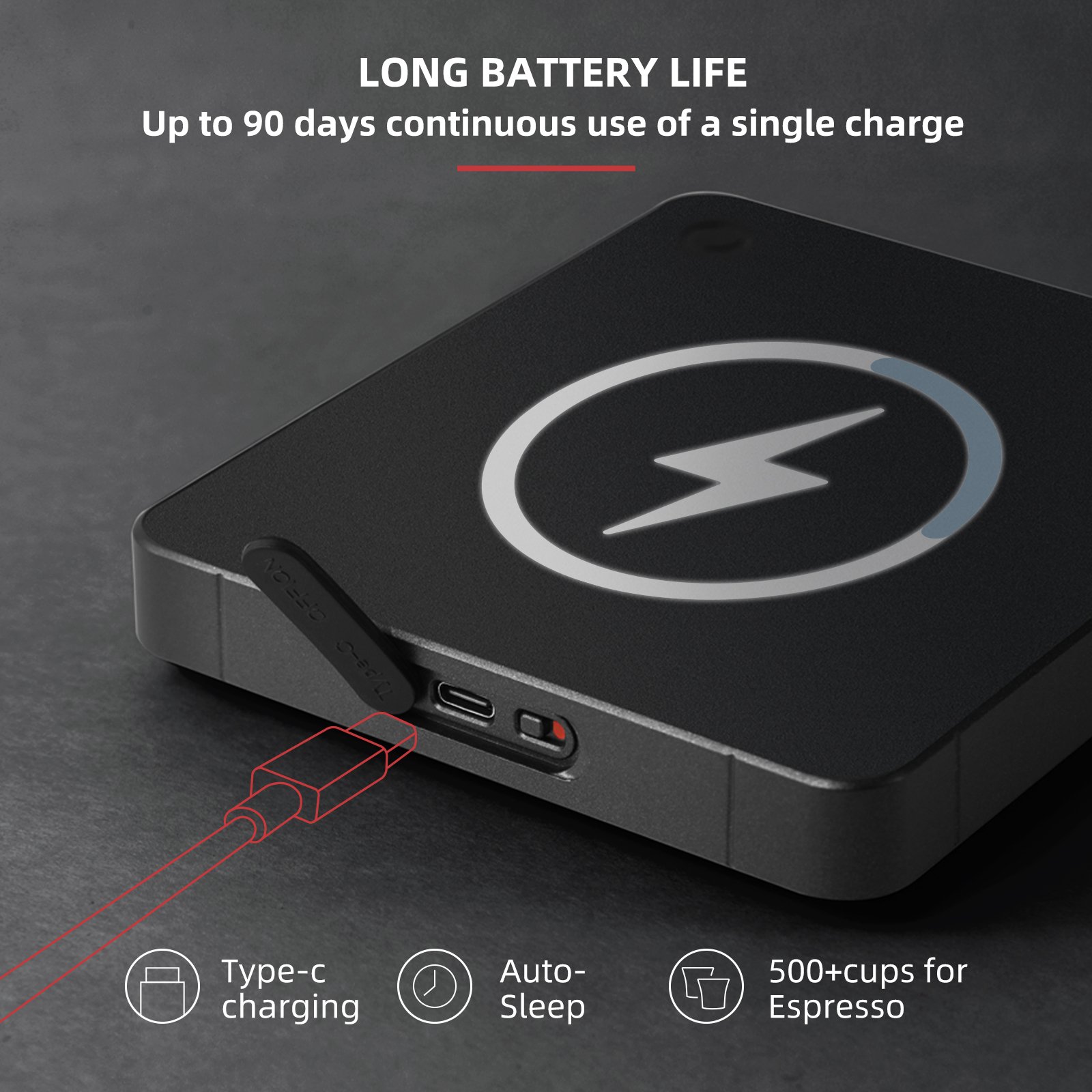 ZeroHero 2kg/0.1g Auto Timing Auto Tare Rechargeable Pour Over Drip Espresso Scale Mini Digital Usb Coffee Scale With Timer